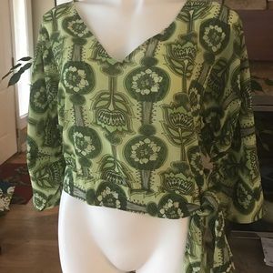 Green v-neck blouse